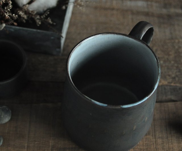 手作り陶器カップ-コーヒーカップ|マットラストアイアンブラック 