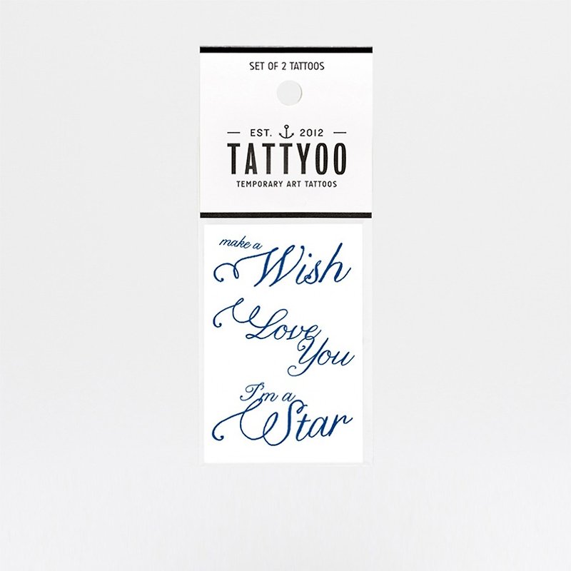 CALLIGRAPHY Tattoo Sticker | TATTYOO - สติ๊กเกอร์แทททู - กระดาษ สีน้ำเงิน
