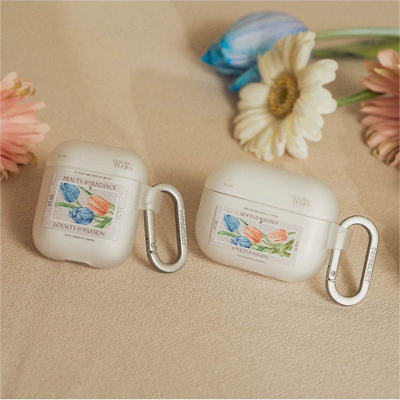 Wave Flower Art Pure Tulip Strong Anti-fall AirPods Protective Case - Headphones & Earbuds Storage - Plastic Multicolor