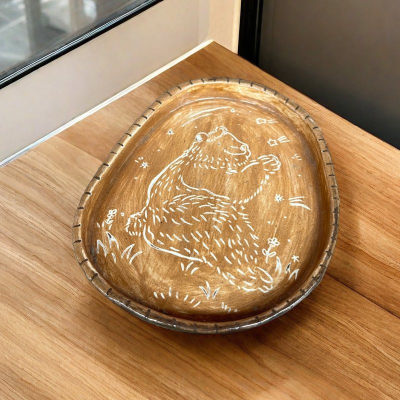 ルベア 陶器皿/装飾品/ギフト/陶器絵付け オリジナル 手描き 手描き 一点物 - 置物 - 陶器 多色