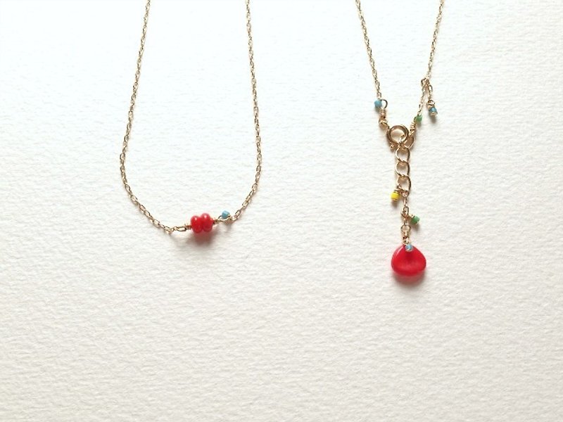 Poppy（necklace） - 項鍊 - 玻璃 紅色