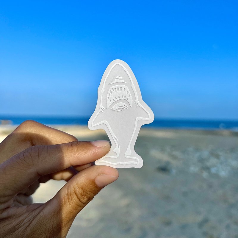 Haipai-Ocean Series 04 JAW Great White Shark Transparent Bottom Waterproof Sticker - Stickers - Plastic 