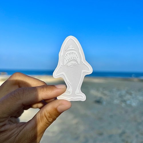 海海 海派- 海洋系列 04 JAW大白鯊 透明底防水貼紙