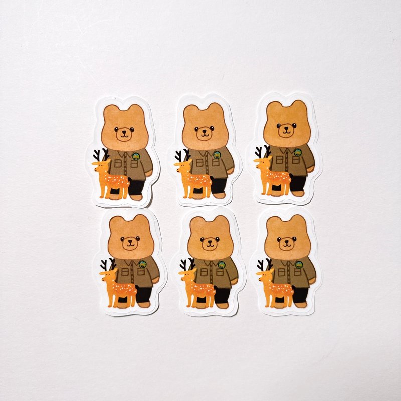 6 pieces of camping wild deer bear stickers - Stickers - Paper 