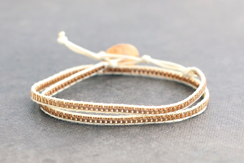 Delicate Ivory Chain Wrap Bracelets Choker Wrap Bracelets Woven Copper - สร้อยข้อมือ - โลหะ สีทอง