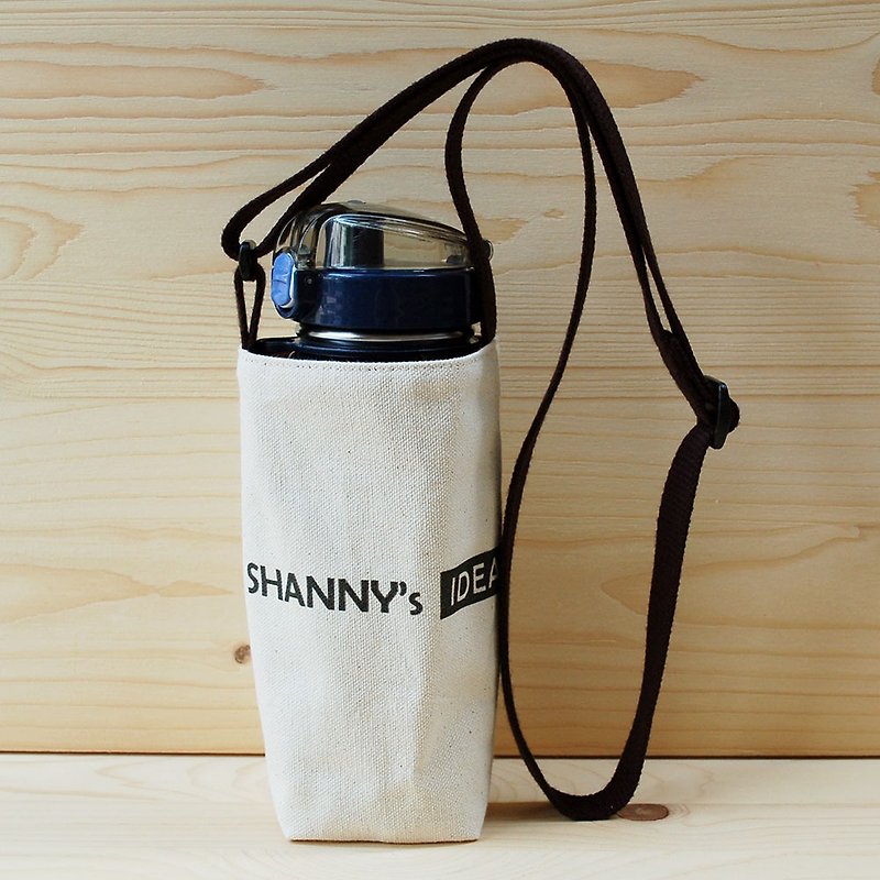 Customized|Slanted back adjustable kettle bag / national small below - ถุงใส่กระติกนำ้ - ผ้าฝ้าย/ผ้าลินิน ขาว