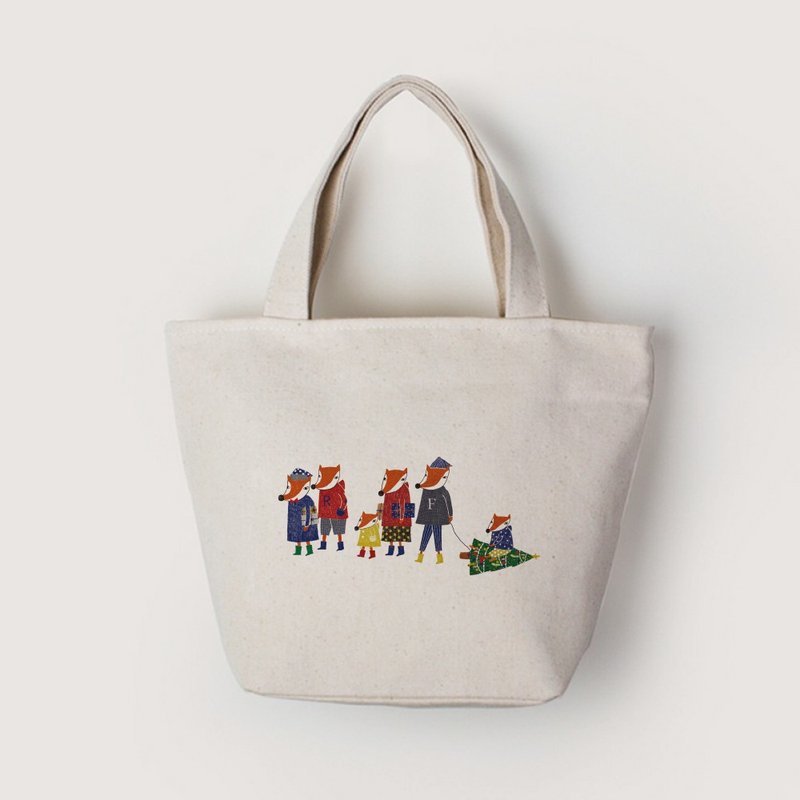 【插畫款】聖誕派對 | 拉鍊帆布小托特 - 手提包/手提袋 - 其他材質 白色