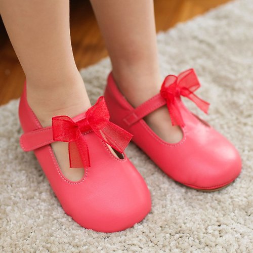 AliyBonnie艾莉寶妮親子鞋 (零碼特價)夢幻蝴蝶瑪莉珍寶寶鞋-西瓜紅