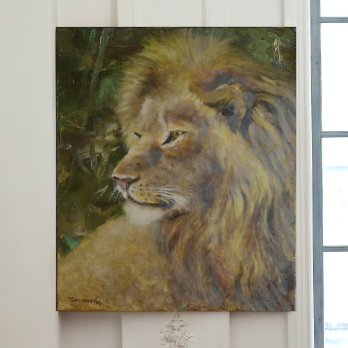 SemyonovArt Studio Animals Lion Original Art Oil Painting Wall Decor Lion the King
