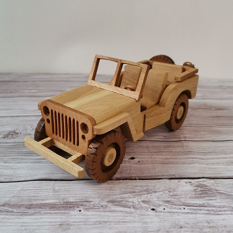 Unique gift car enthusiast, wooden toy car, gift for car lover, Jeep Willis - ของวางตกแต่ง - ไม้ 