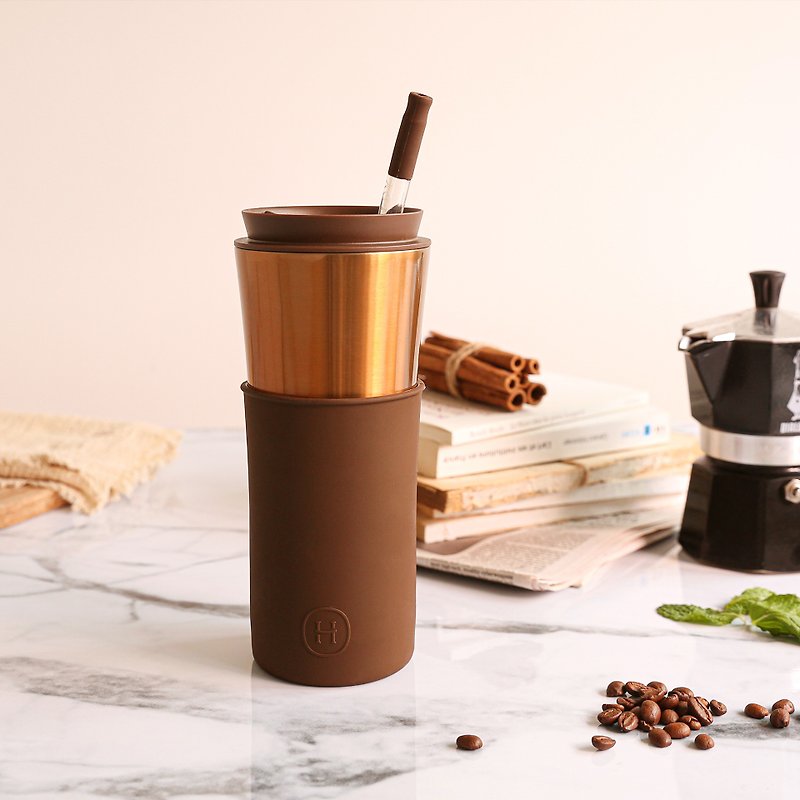 [New Product of the Year] American HYDY Dual-use Accompanying Mug | Bronze Gold-Mocha 450ml - Pitchers - Other Metals Brown