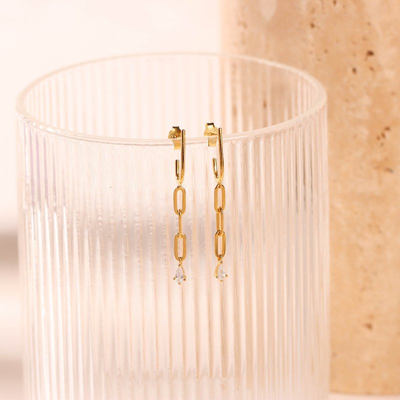 Threader Earrings Long Earrings Chain Earrings Dangle Earrings Drop Earrings - ต่างหู - เงิน สีทอง