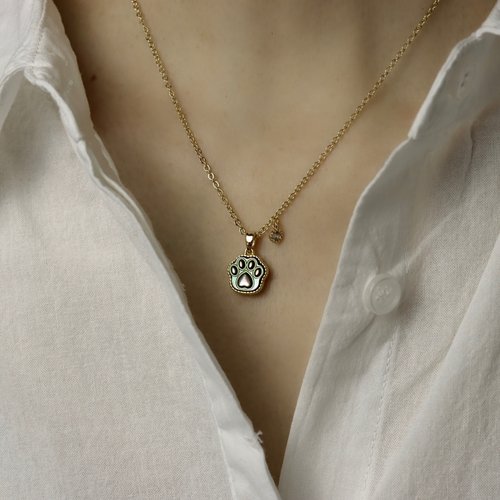 Wanju Pearl 宛茱珍珠飾品 萌爪貓爪 天然珍珠母貝吊墜項鍊 天然母貝 貓咪毛小孩飾品