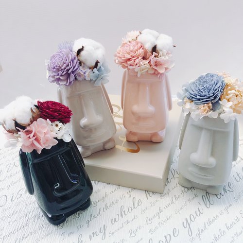 咖朵花藝 Caldo Floral Dum Dum摩艾石像 乾燥花 乾燥小盆花 擺飾 乾燥花盆栽 永生花