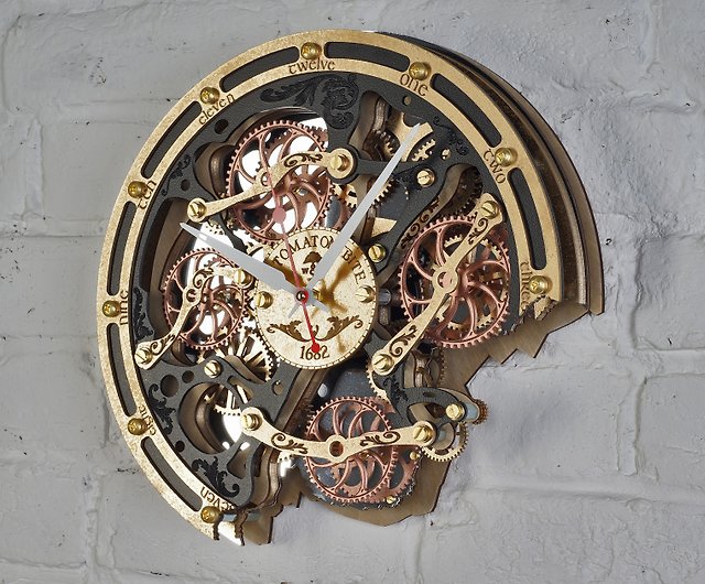 Details about   Automaton Bite 1682 Metal Jacket Moving gears Wall Clock Handcrafted Steampunk 