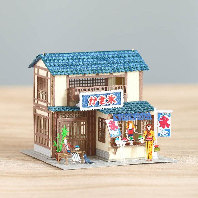 アイスショップFingerARTペーパーアートモデルディスプレイボックス付き日本文化シリーズ（SJ-515） - 木工/竹細工/ペーパークラフト - その他の素材 ブルー