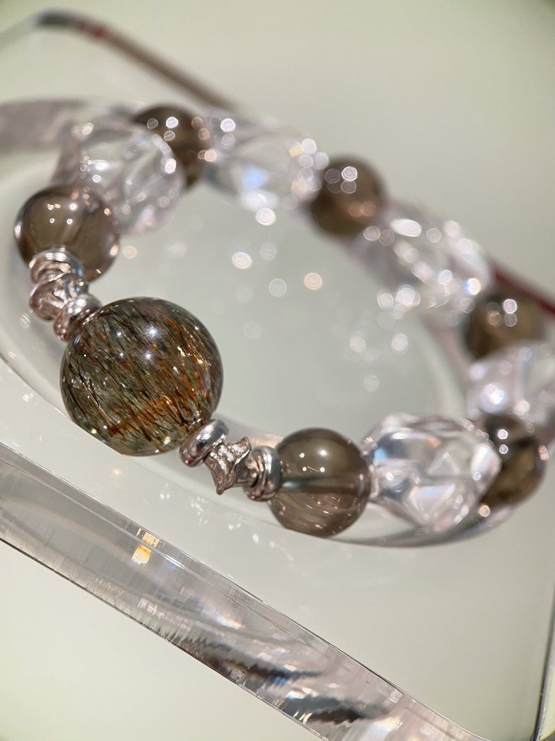 萊茵河 - 黑金超水晶+茶晶+白水晶+S925銀 手串手鏈 - 手鍊/手環 - 水晶 
