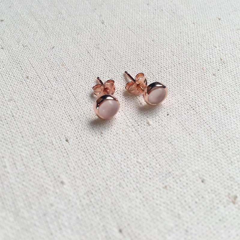 Rosequartz Earring - 耳環/耳夾 - 寶石 粉紅色