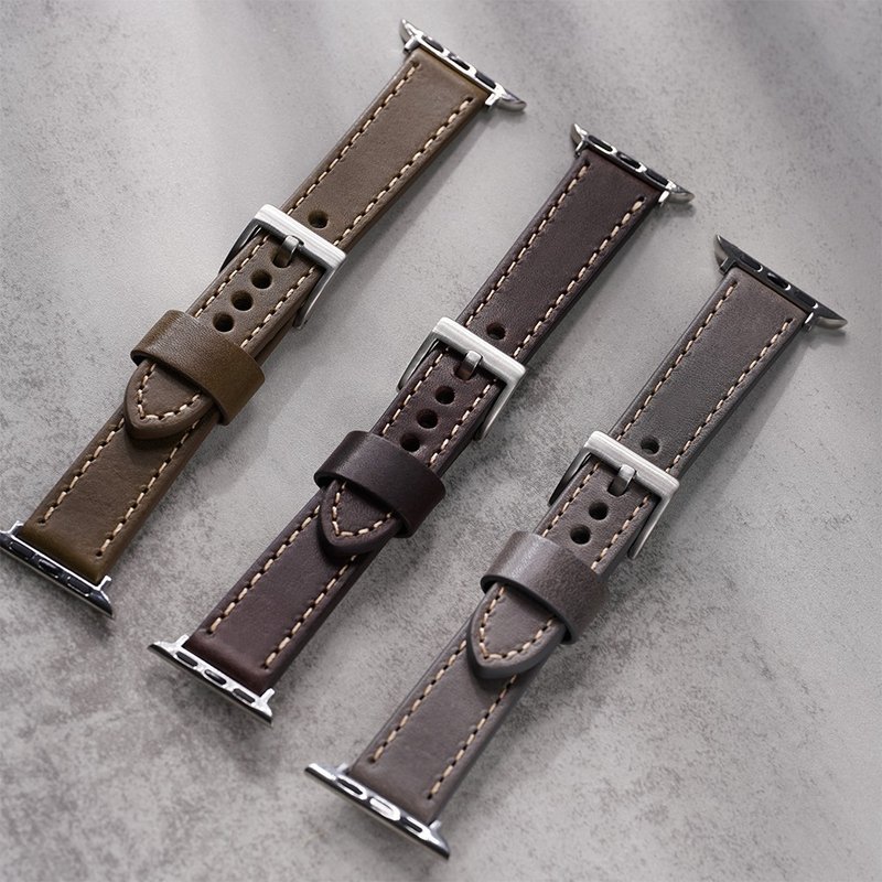 Apple watch - [Limited Vegetable Tanned Leather] Handmade Strap - Watchbands - Genuine Leather 