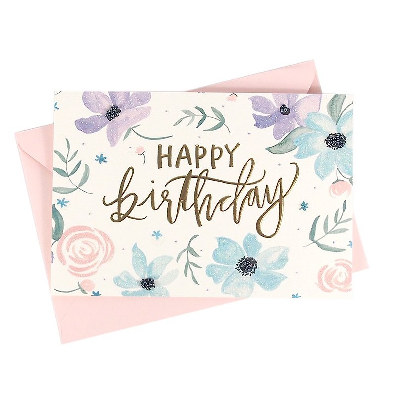 Happy birthday with watercolor glitter [Hallmark-Signature handmade series birthday wishes] - Cards & Postcards - Paper Multicolor