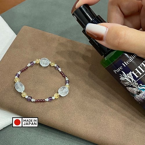 Hoshino Jewelry Kan 海藍寶 石榴石 黃水晶 天然水晶 日本手作 禮物 能量石手鍊 金運
