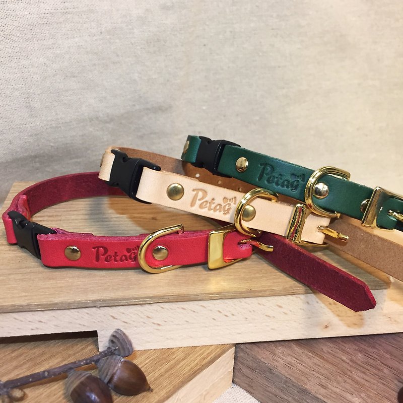 (welfare) cat safety buckle - leather collar (SS) cat collar - Collars & Leashes - Paper Green