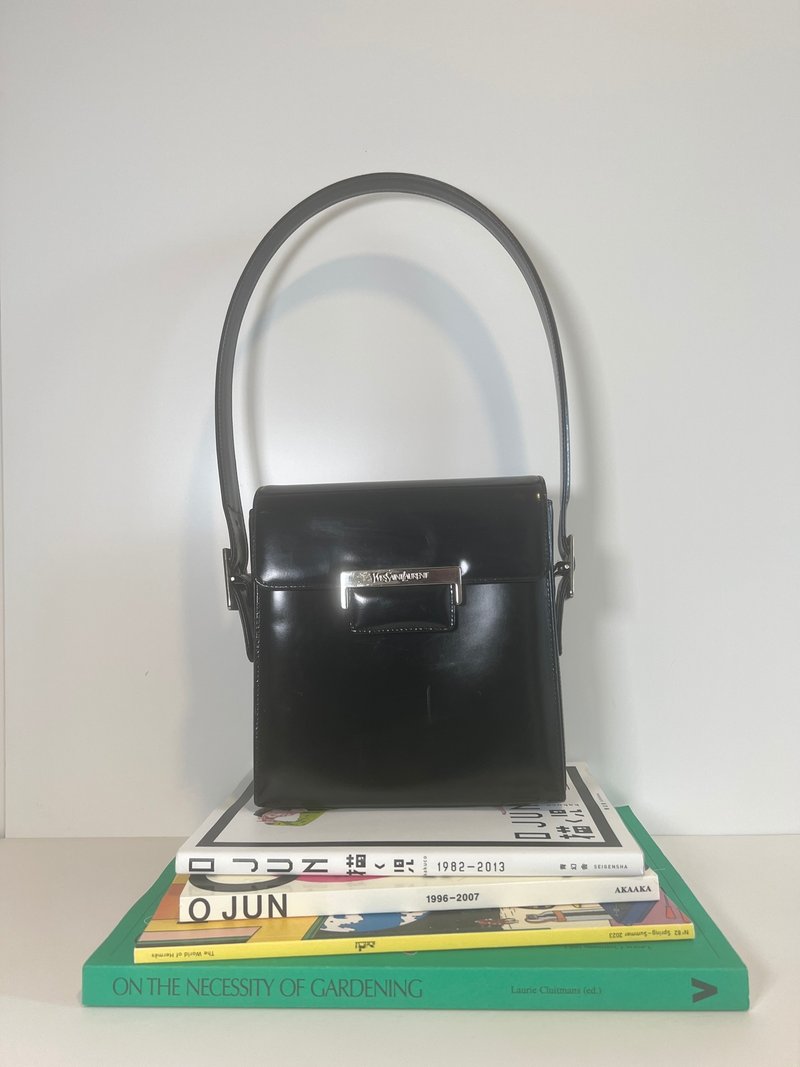 YSL氣質黑色皮革肩背包手提手挽袋 有外袋內袋 日本中古vintage - 手提包/手提袋 - 真皮 黑色