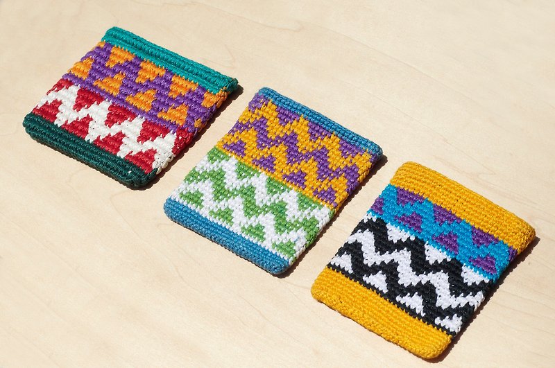 Handmade Crochet Coin Purse/Wallet/Money Clip- Ethnic Geometric Wind Sun Rays - กระเป๋าใส่เหรียญ - วัสดุอื่นๆ หลากหลายสี
