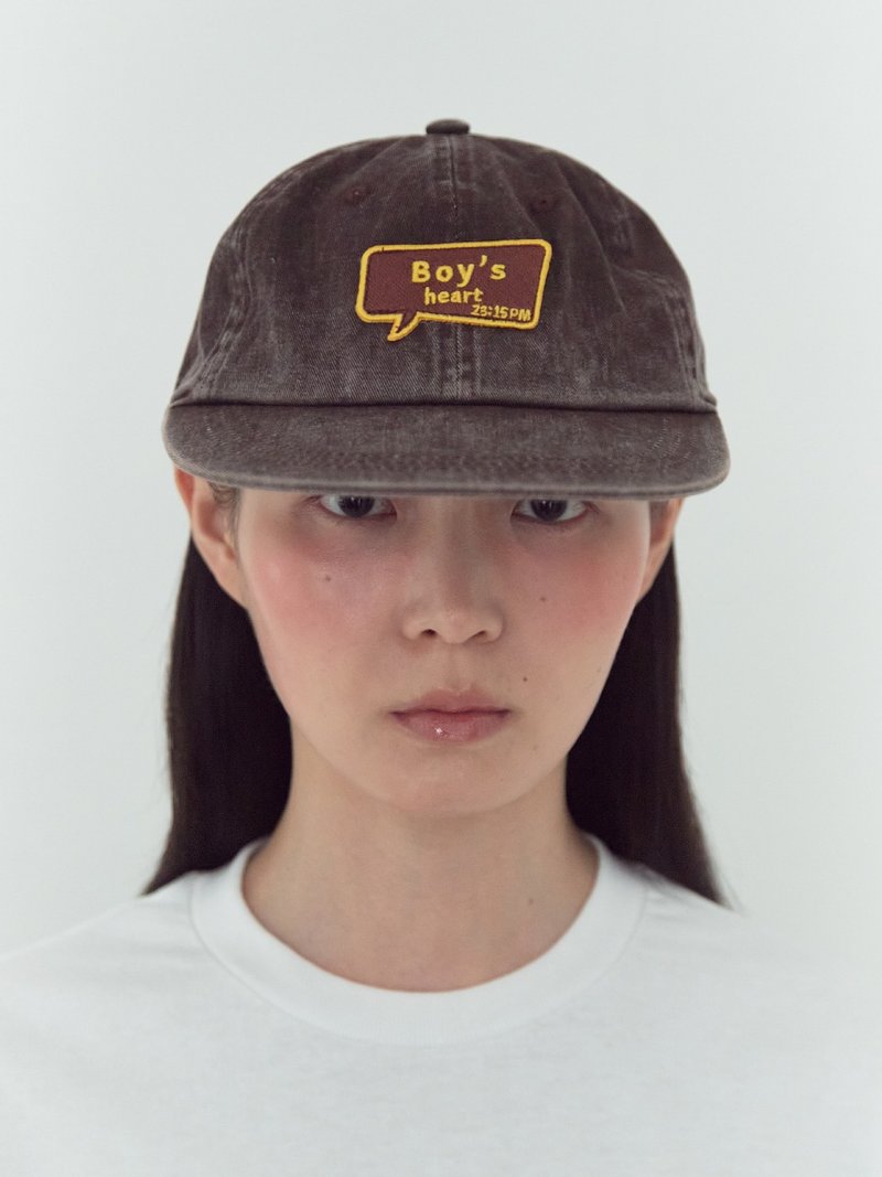 HEART WASHED CAMP CAP (BROWN) - 帽子 - 棉．麻 咖啡色