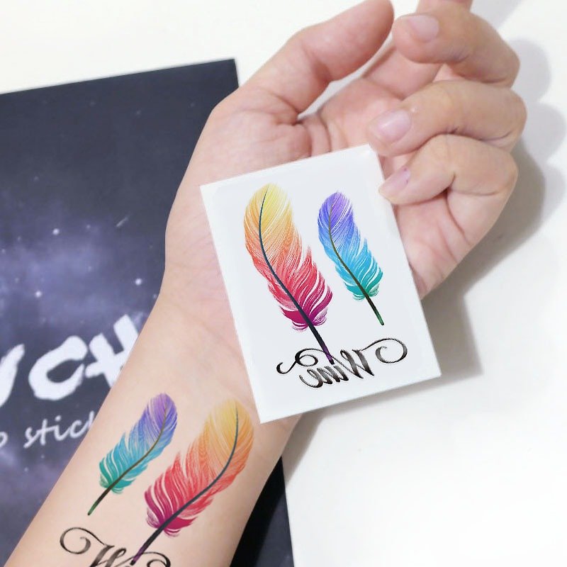 TU tattoo stickers - gradient feathers / tattoo / waterproof tattoo / original / tattoo stickers / - Temporary Tattoos - Paper Multicolor