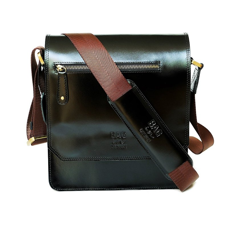 Dimenzion Vertical Pro II Front flap for iPad 10.5 Super Black - Messenger Bags & Sling Bags - Genuine Leather Black