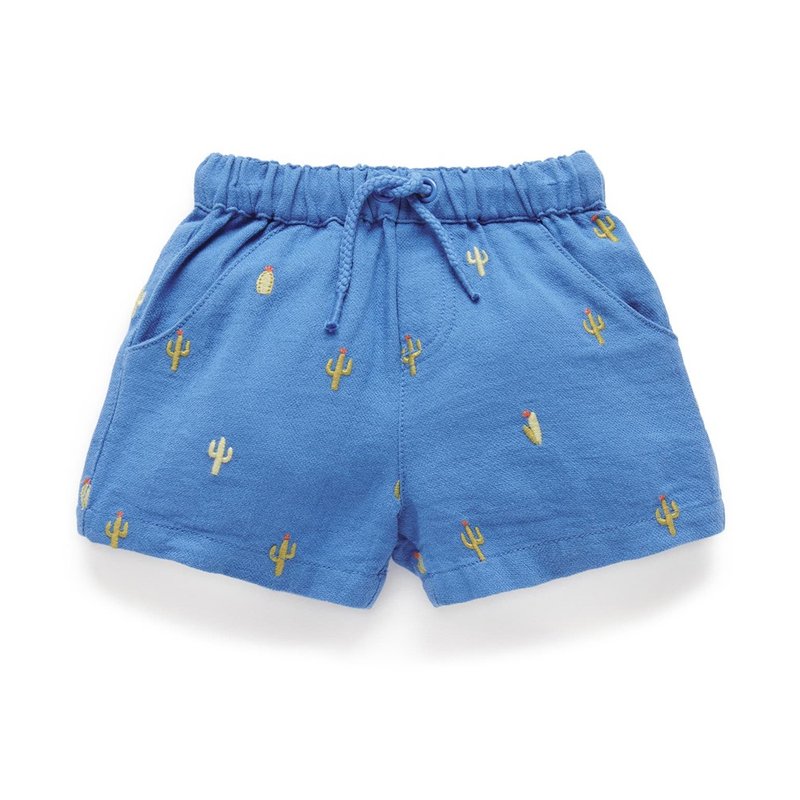 Australian Purebaby organic cotton boys' shorts 12M-4T cactus embroidery - กางเกง - ผ้าฝ้าย/ผ้าลินิน 