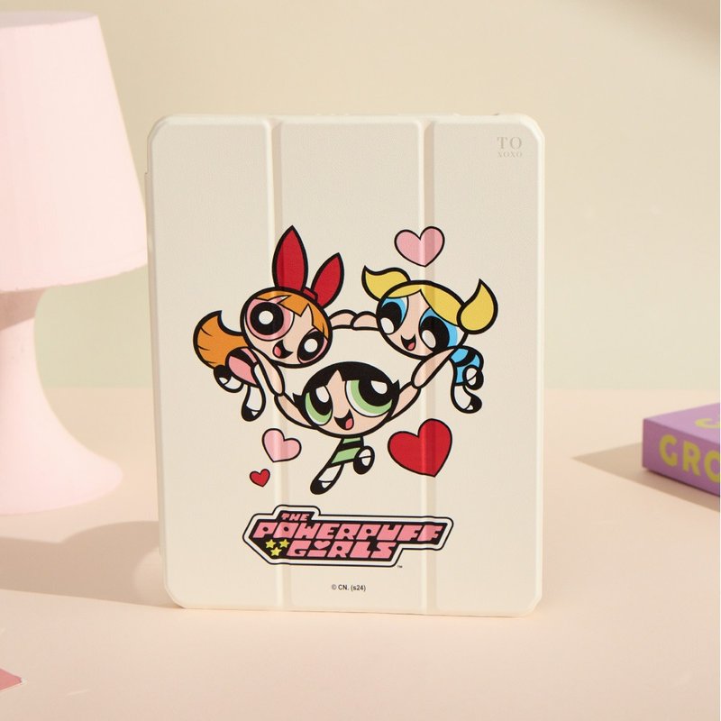 飛天小女警愛心旋轉強悍磁吸iPad三折/Y折保護殼 - 平板/電腦保護殼/保護貼 - 塑膠 多色