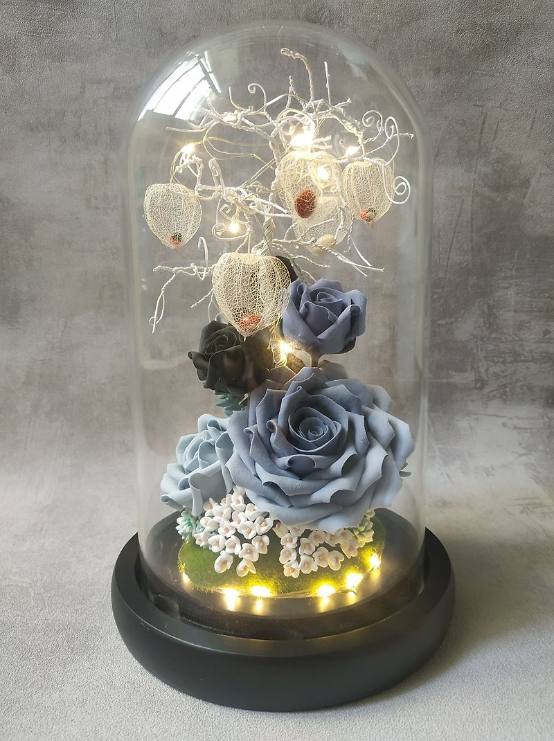 Cape gooseberry Morandi color rose glass cover decoration-lighting - โคมไฟ - แก้ว สีเทา