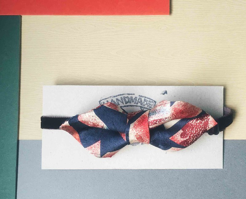 Antique Tie Remanufactured Handmade Bow Tie - Magical Moment - Wide Edition - Bow Ties & Ascots - Silk Blue