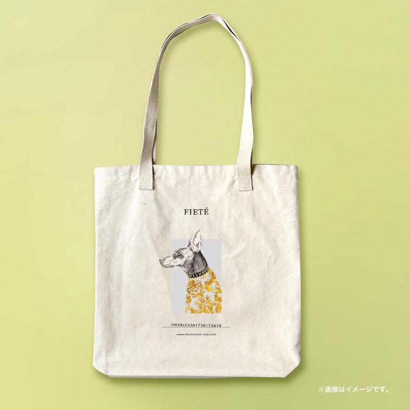 A3 Size-Compatible Tote Bag/Doberman - Handbags & Totes - Cotton & Hemp White