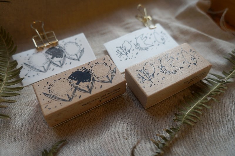 小鳥的祝福　木頭印章包裹 - 印章/印台 - 木頭 咖啡色