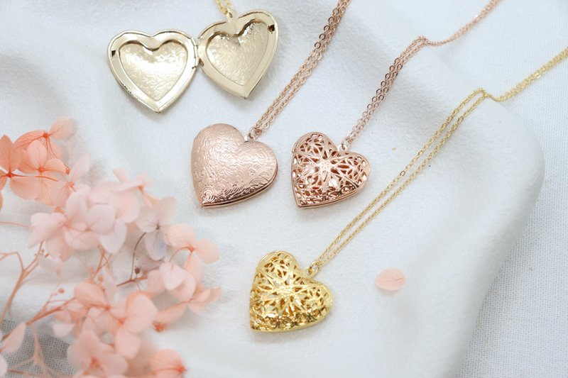 Heart Locket Pendant for Mom Timeless Keepsake Gold Photo Locket Necklace - 項鍊 - 銅/黃銅 多色