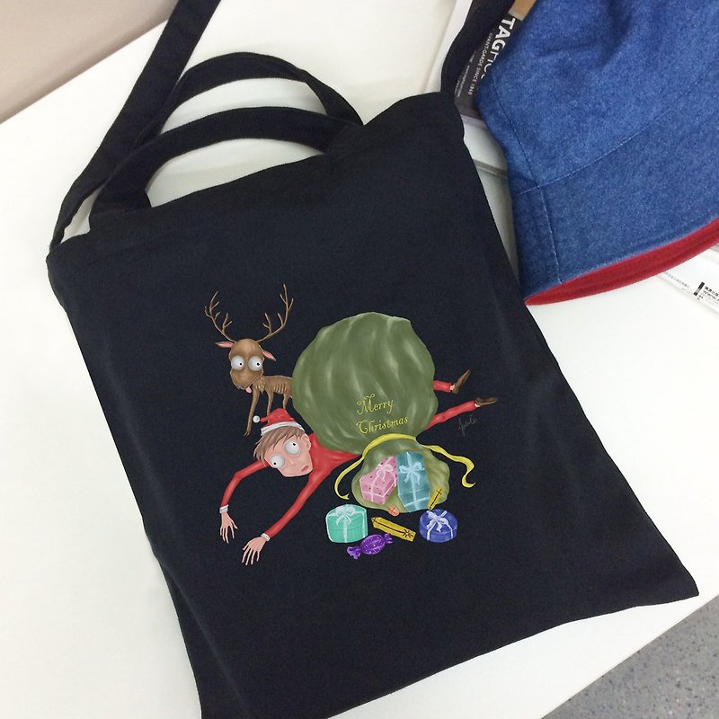 [Christmas Gifts] Illustrator Jamie Christmas Wenchuang Wind Straight Canvas Bag - Messenger Bags & Sling Bags - Cotton & Hemp 