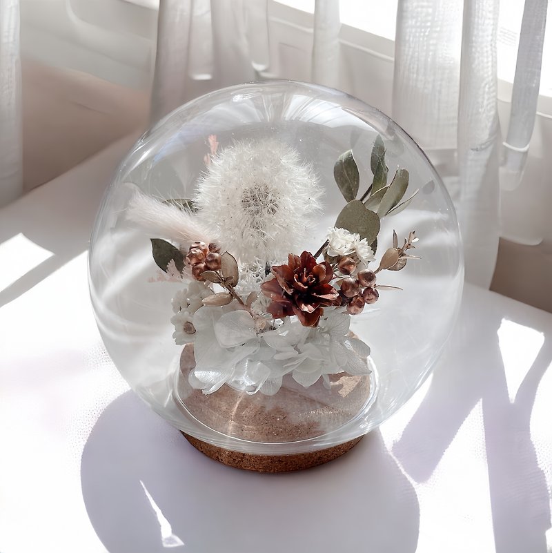 Immortal Dandelion Glass Ball - ช่อดอกไม้แห้ง - แก้ว 