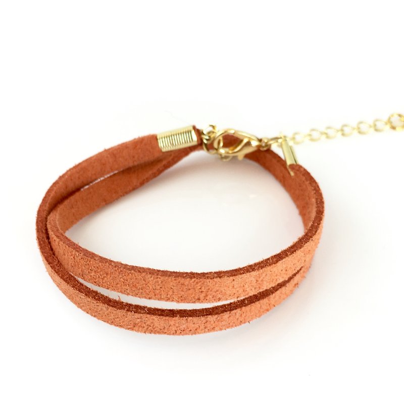 Orange - suede roping bracelet (also can be used as a necklace) - สร้อยข้อมือ - ผ้าฝ้าย/ผ้าลินิน สีส้ม