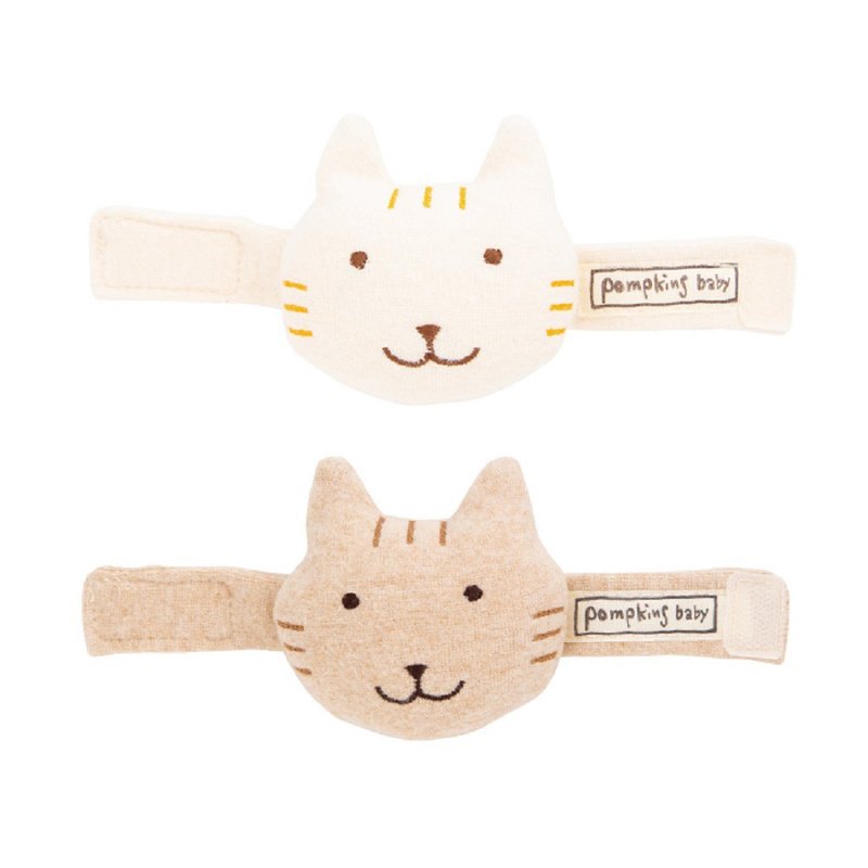 Y-1290 Nyanko's wrist rattle 100% organic cotton attle Cat Made in Japan Y-1290 - Baby Accessories - Cotton & Hemp Brown