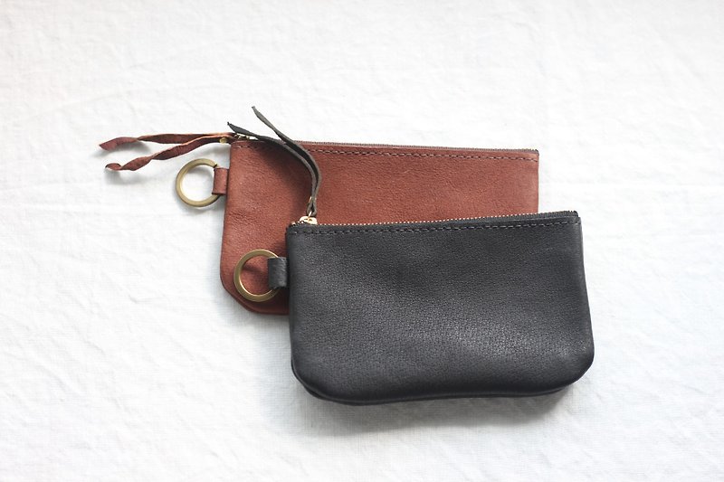 真皮 化妝包/收納袋 咖啡色 - leather multi pouch