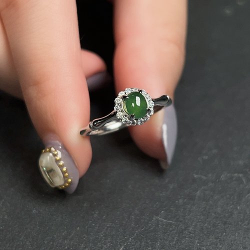 瓔珞珠寶盒 E.L.Jewelry Box 冰綠蛋面翡翠戒指 925純銀 | 天然A貨翡翠 | 送禮
