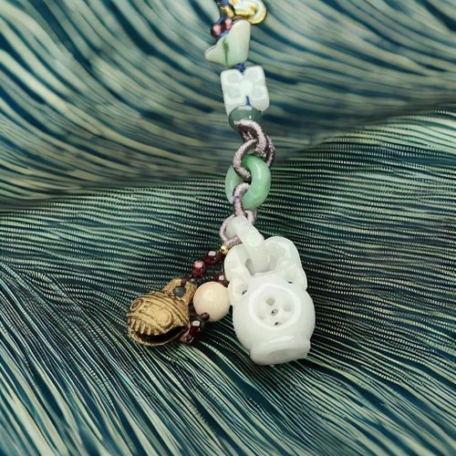 瓔珞珠寶盒 E.L.Jewelry Box 【福祿】飄綠翡翠鈴鐺編織吊飾 | 天然緬甸玉翡翠A貨 | 送禮
