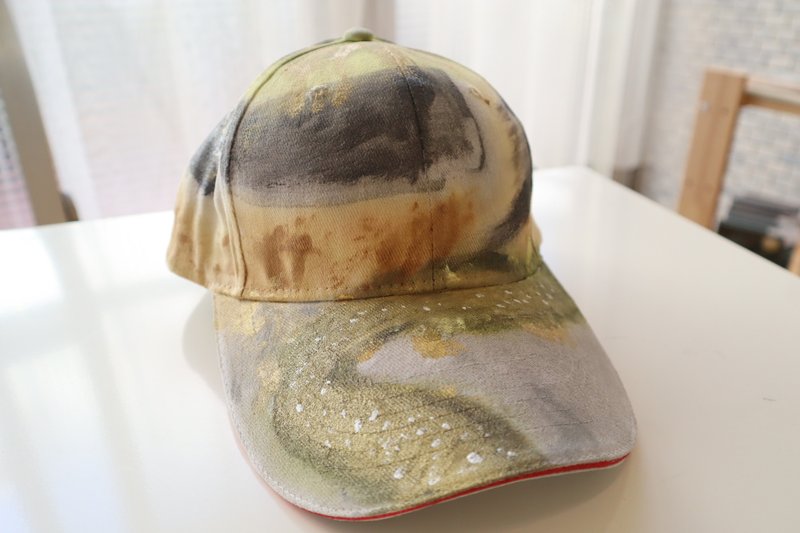 [Yulinghui] Pure hand-painted peaked cap I neutral - Hats & Caps - Cotton & Hemp 