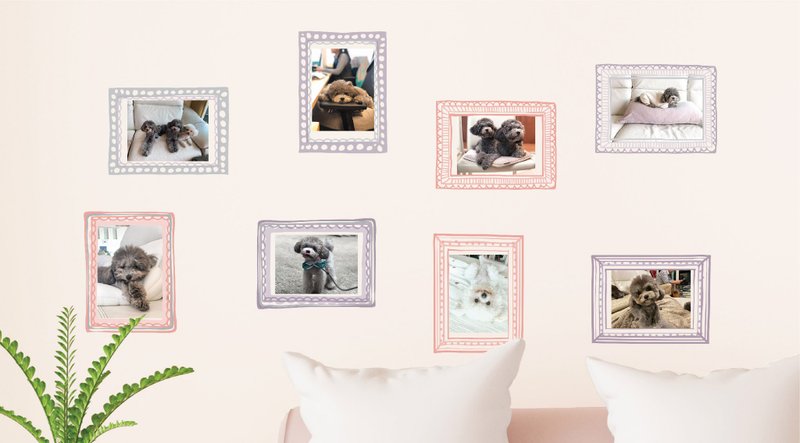 QuickFilm Decorative Photo Frame Stickers – 4R New Hand-Drawn Frame 8pcs - Picture Frames - Plastic Multicolor