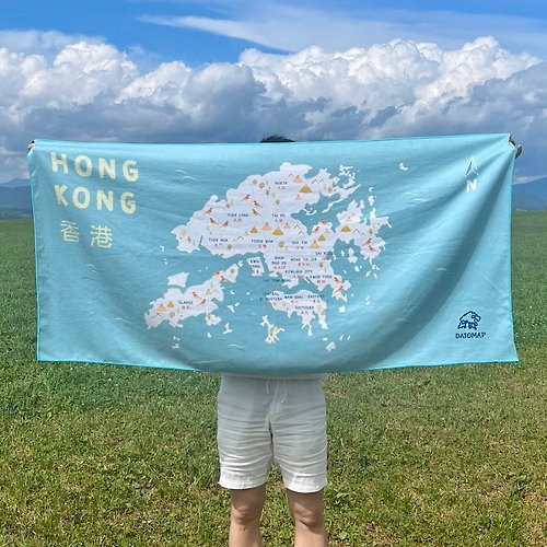 DATOMAP 地圖迷 香港地圖窩夫沙灘巾(野餐墊/露營墊適用)