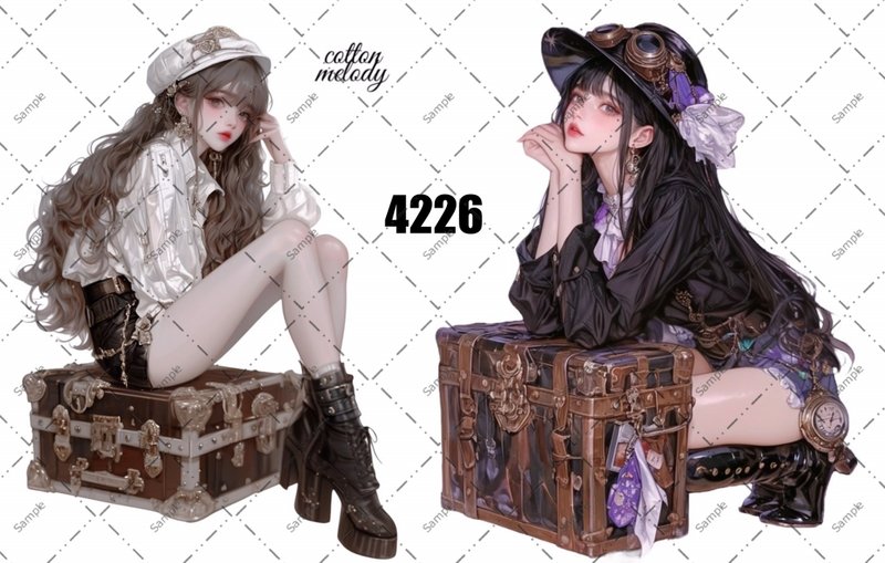 original sticker no.4226 人物ステッカー オリジナルステッカー オリジナル人物ステッカー 装飾ステッカー cotton melody - 貼紙 - 紙 