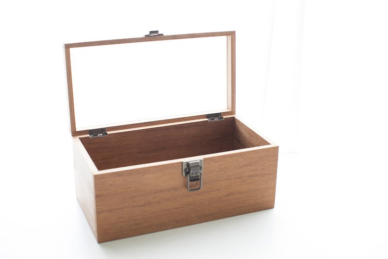 Customized boutique storage teak glass box surface log box large - Storage - Wood Brown